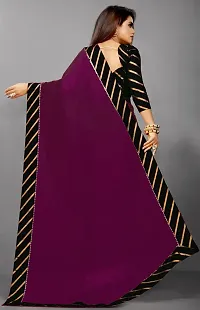 Elegant Purple Silk Blend Women Saree with Blouse piece-thumb1