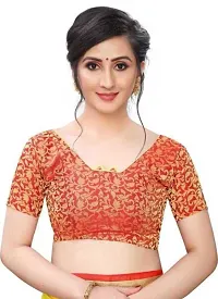 Elegant Red Cotton Blend Women Saree with Blouse piece-thumb2