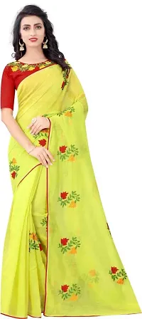 Techno World Women's Cotton Blend Saree with Silk Blouse