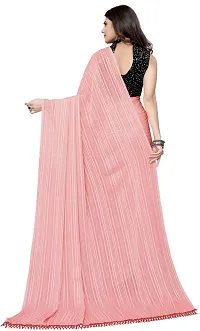 Elegant Peach Georgette Women Saree with Blouse piece-thumb1