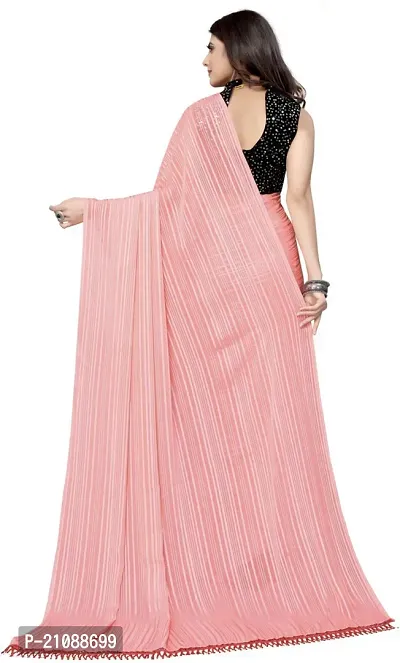 Elegant Peach Georgette Women Saree with Blouse piece-thumb2