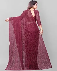 Elegant Maroon Net Women Saree with Blouse piece-thumb1