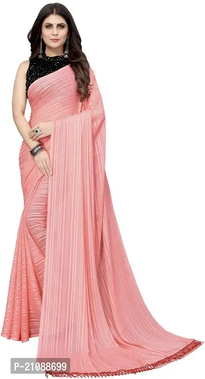 Elegant Peach Georgette Women Saree with Blouse piece-thumb0