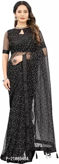 Elegant Black Net Women Saree with Blouse piece-thumb0