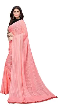 Stylish Georgette Striped Saree with Blouse piece For Women-thumb2