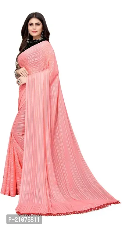 Stylish Georgette Striped Saree with Blouse piece For Women-thumb3