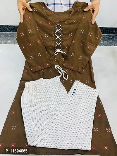 Beautiful Khadi Cotton Stitched Kurta Bottom Set