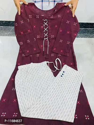 Beautiful Khadi Cotton Stitched Kurta Bottom Set