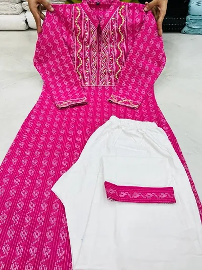 Fancy Khadi Cotton A-Line Kurta Set For Women