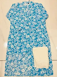 Casual Floral  Printed Sky Blue Kurti Pant Set For Women And Ladies Party Wear-thumb1