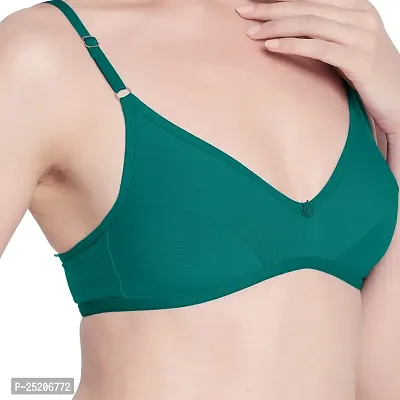 HOS Women's Green Color Non Padded and Non Wired T-Shirt Bra38B-thumb3