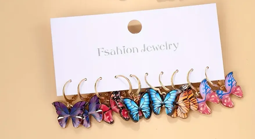 AzivaaFashion Butterfly Small Studs For Women  Girls Pair Of 5