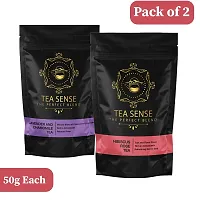 Calming Combo Pack Of Lavender Chamomile Tea 50g And Hibiscus Rose Tea 50g-thumb1