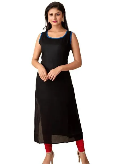 Stylish Cotton Solid A-Line Sleeveless Kurta