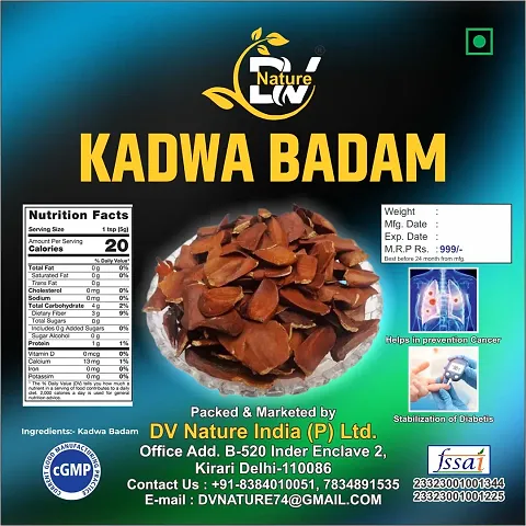 Sugar Kadwa Badam - 500 Gm - Diabetes Bitter Almonds - Sky Fruit/Mahogany Seeds - Sourced from 100% Organic Farms (Bitter Almond) (Whole)