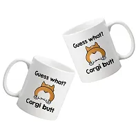 Creative Dons Guess What Corgi Butt Printed White Ceramic Coffee Mug Tea Cups 350ml-thumb1