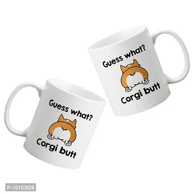 Creative Dons Guess What Corgi Butt Printed White Ceramic Coffee Mug Tea Cups 350ml-thumb2