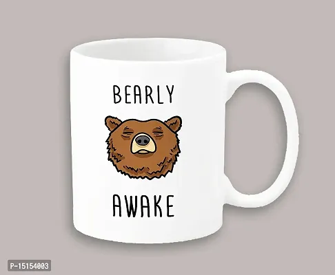 Creative Dons Bearly Awake Printed White Ceramic Coffee Mug Tea Cup 350ml