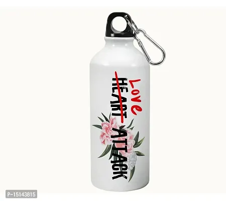 Creative Dons Love Heart Attack Printed White Unbreakable Sipper Water Bottle for Adults With Straw Sports Water Bottle (600ml)