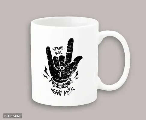 Creative Dons Stand for Heavy Metal Printed White Ceramic Coffee Mug Tea Cup 350ml