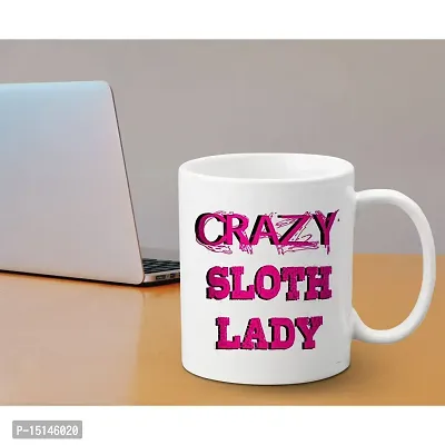 Creative Dons Crazy Sloth Lady Printed White Ceramic Coffee Mug Tea Cups 350ml-thumb3