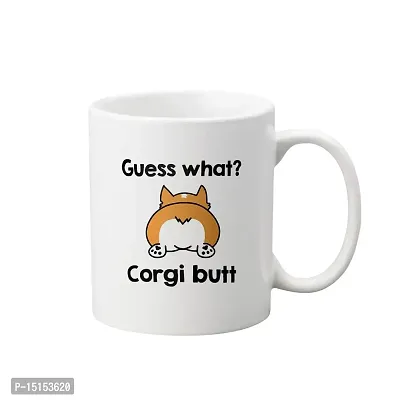 Creative Dons Guess What Corgi Butt Printed White Ceramic Coffee Mug Tea Cups 350ml-thumb0