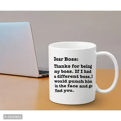 Creative Dons Dear Boss Printed White Ceramic Coffee Mug Tea Cups -350ml-thumb3