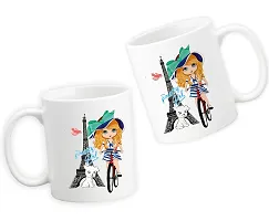 Creative Dons Printed White Ceramic Coffee Mug Tea Cup 350ml (Pretty Girl)-thumb1