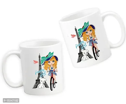 Creative Dons Printed White Ceramic Coffee Mug Tea Cup 350ml (Pretty Girl)-thumb2