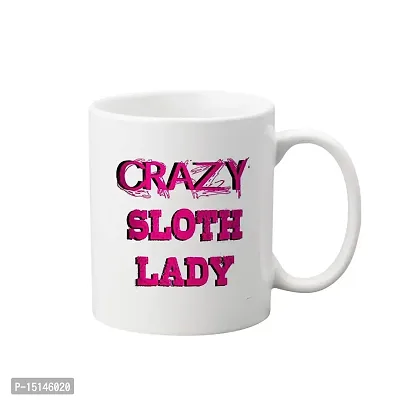 Creative Dons Crazy Sloth Lady Printed White Ceramic Coffee Mug Tea Cups 350ml