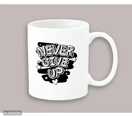 Creative Dons Never Give Up Printed White Ceramic Coffee Mug Tea Cup 350ml