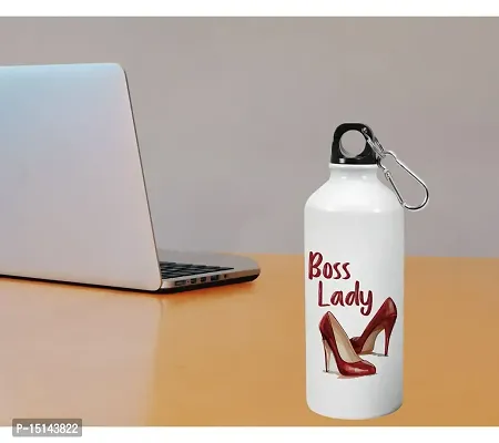 Creative Dons Boss Lady Printed White Unbreakable Sipper Water Bottle for Adults With Straw Sports Water Bottle (600ml)