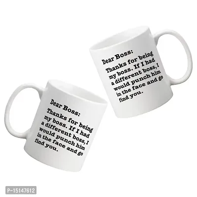 Creative Dons Dear Boss Printed White Ceramic Coffee Mug Tea Cups -350ml-thumb2