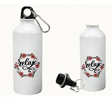 Creative Dons Relax Printed White Unbreakable Sipper Water Bottle for Adults With Straw Sports Water Bottle (600ml)-thumb1