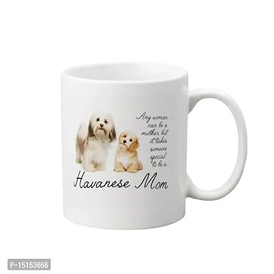 Creative Dons Dog Mom and Baby Printed White Ceramic Coffee Mug Tea Cups 350ml