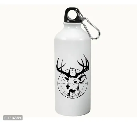 Creative Dons Stag Printed White Unbreakable Sipper Water Bottle for Adults With Straw Sports Water Bottle (600ml)