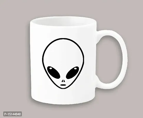 Creative Dons Alien Face Printed White Ceramic Coffee Mug Tea Cup- 350ml-thumb0