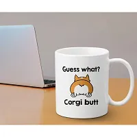 Creative Dons Guess What Corgi Butt Printed White Ceramic Coffee Mug Tea Cups 350ml-thumb2