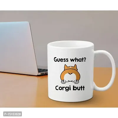 Creative Dons Guess What Corgi Butt Printed White Ceramic Coffee Mug Tea Cups 350ml-thumb3