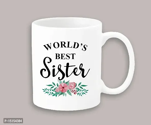 Creative Dons World 'S Best Sister Printed White Ceramic Coffee Mug Tea Cup 350ml