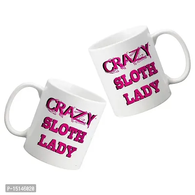 Creative Dons Crazy Sloth Lady Printed White Ceramic Coffee Mug Tea Cups 350ml-thumb2