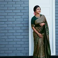 Soft Lichi Silk Saree Beautiful Jacquard Rich Pallu Design Work Zari Woven Saree With Blouse Piece-thumb1