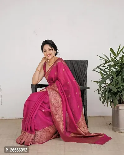 Classic Art Silk Jacquard Saree with Blouse piece-thumb3