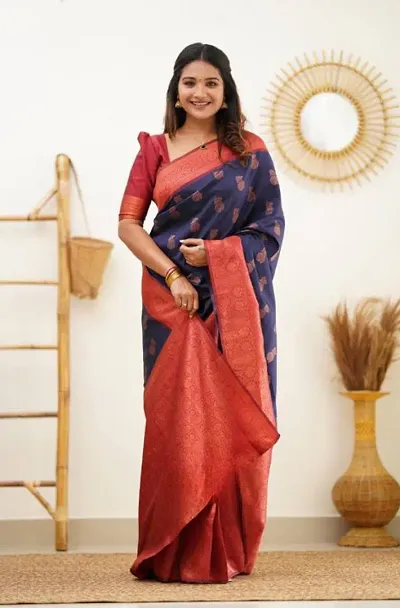 Sttylish Women Banarasi Silk Saree with Blouse Piece