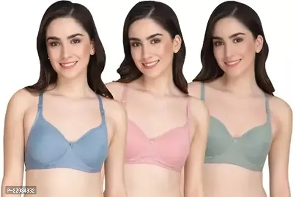 Stylish Synthetic Solid Bras For Women Pack Of 3-thumb0