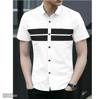 Elegant Cotton White Short Sleeve Casual Shirt For Men-thumb0