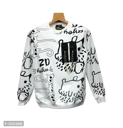 Elegant White Cotton Printed Sweatshirts For Men-thumb0