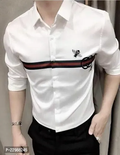 Elegant Cotton White Long Sleeve Casual Shirt For Men-thumb0
