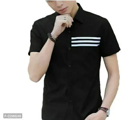 Elegant Cotton Black Short Sleeve Casual Shirt For Men-thumb0