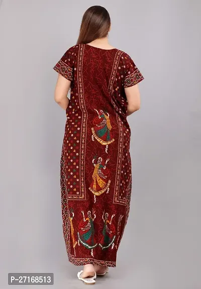 Fancy Maroon Cotton Nighty For Women-thumb3